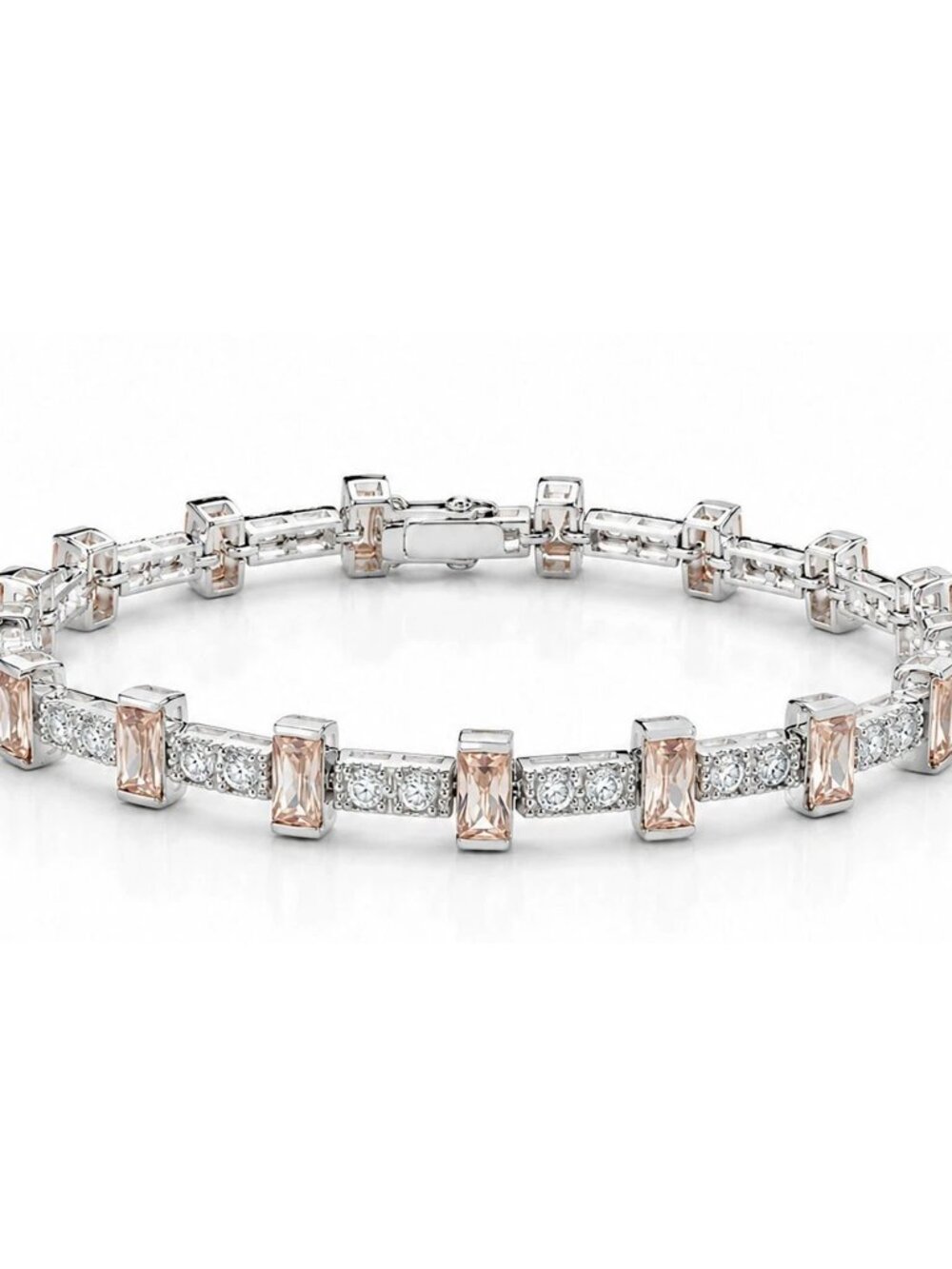 Created 5.10 Cts Yellow Topaz & White Sapphire Bracelet Solid .925 Silver